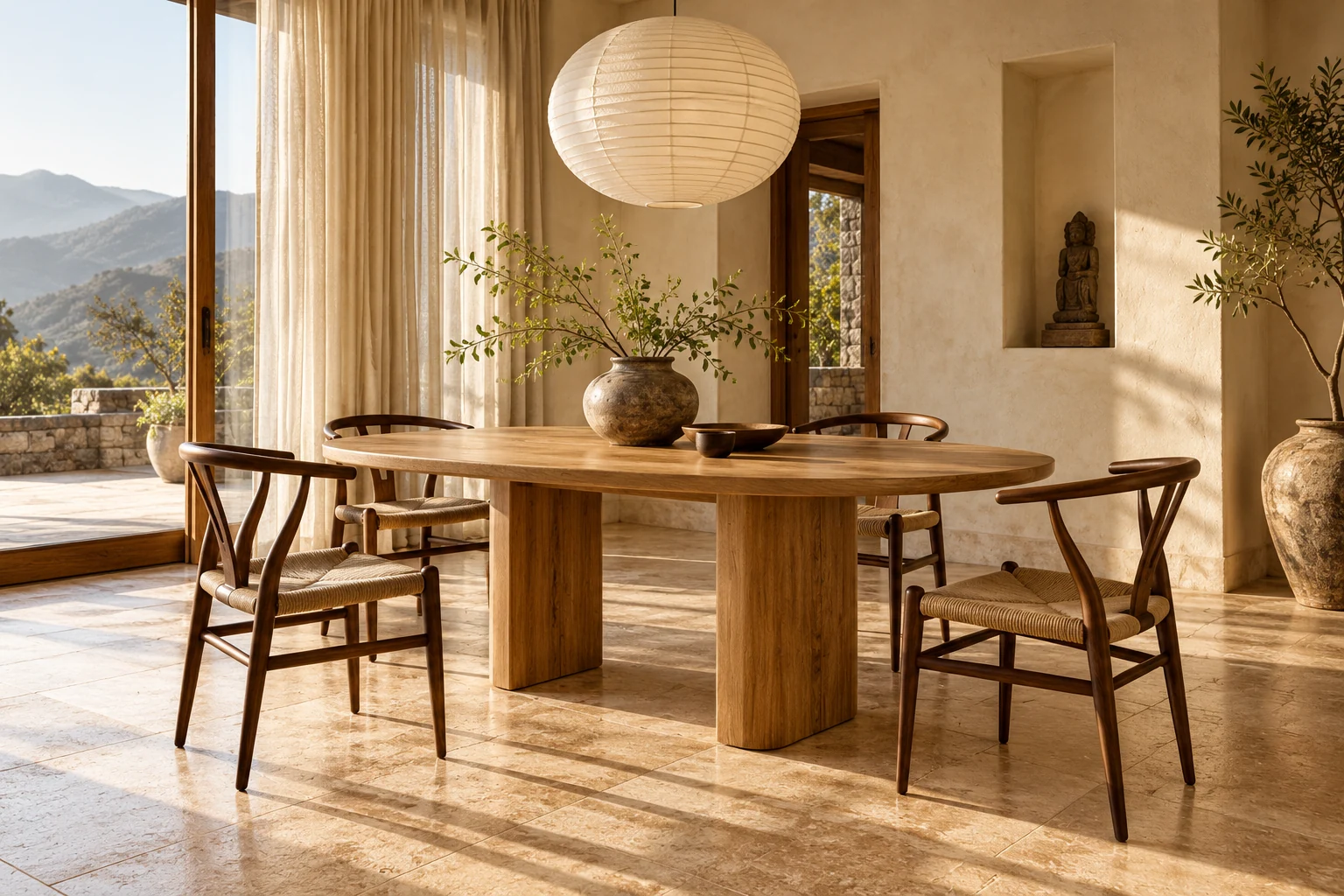 Warm wood furniture, natural textures, and the simple pleasure of home
